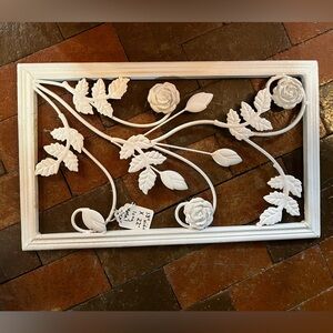 Vintage white metal wall decor 13” wide X 22” high